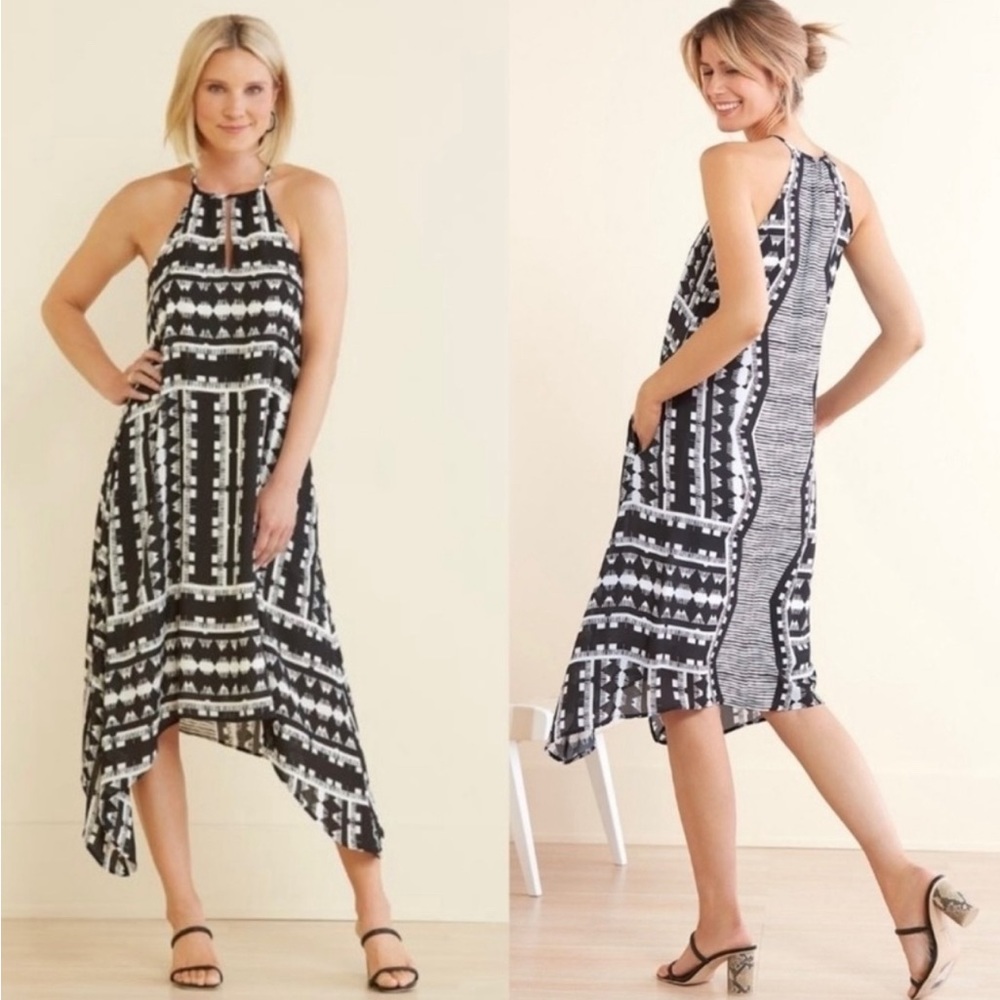 Evereve Peyton Jensen black & white halter midi dress